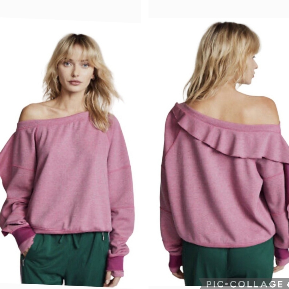 Free People Movement Flounce Tech One Shoulder Sweatshirt In Pink